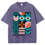 Unisex Blue Eyes Bauhaus Design 1919 Printed Washed Tee