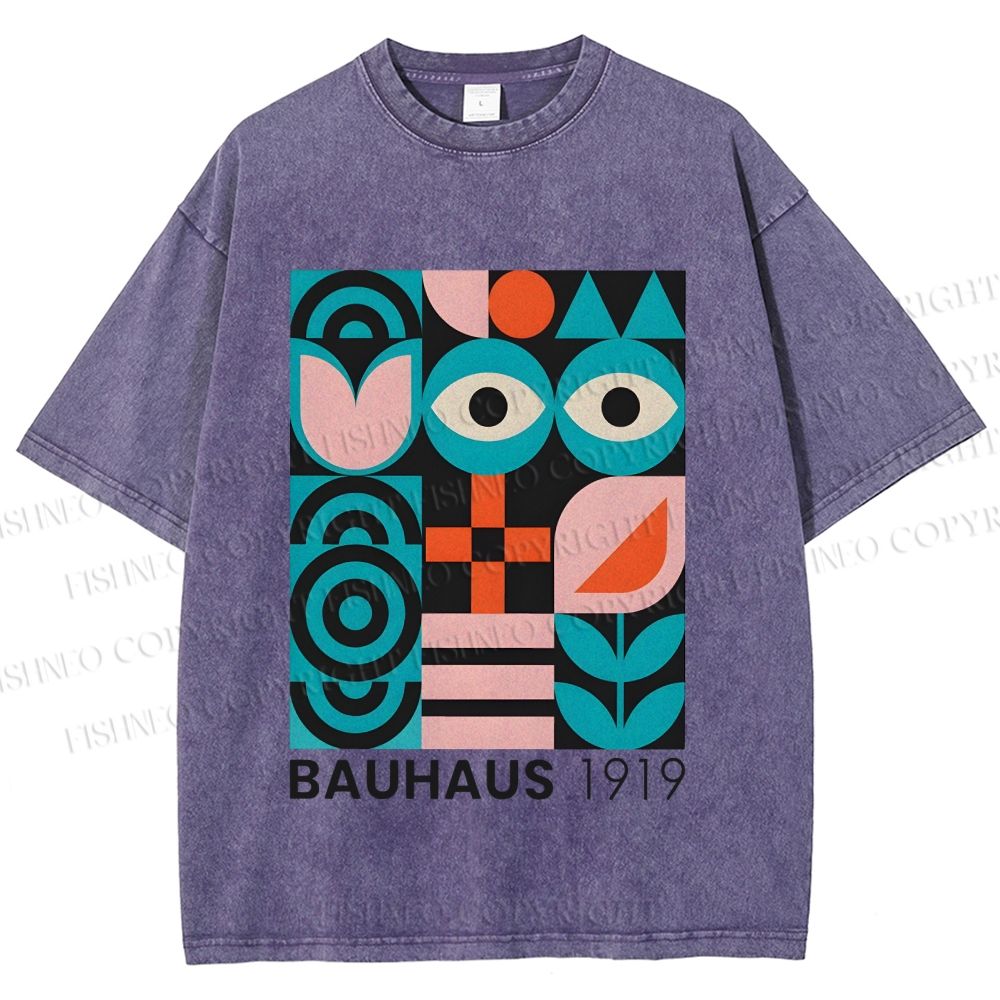 Unisex Blue Eyes Bauhaus Design 1919 Printed Washed Tee