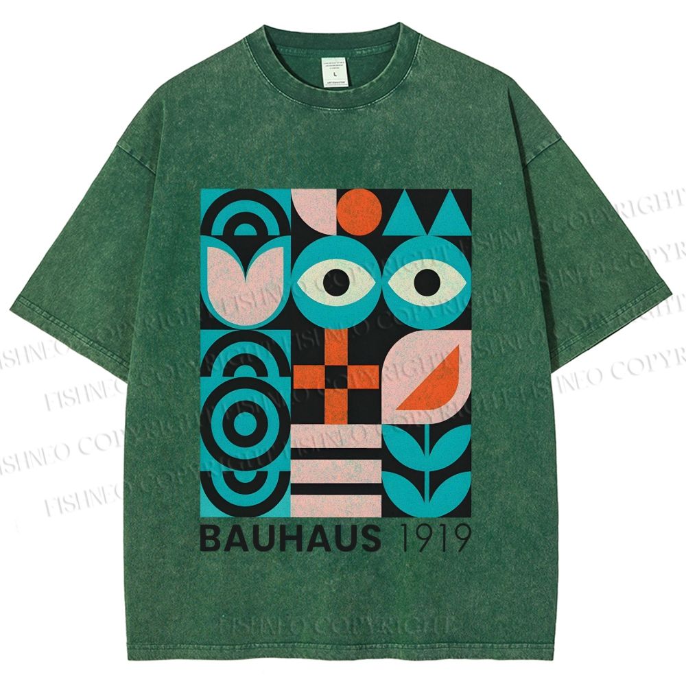 Unisex Blue Eyes Bauhaus Design 1919 Printed Washed Tee