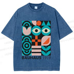Unisex Blue Eyes Bauhaus Design 1919 Printed Washed Tee