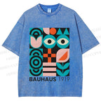Unisex Blue Eyes Bauhaus Design 1919 Printed Washed Tee
