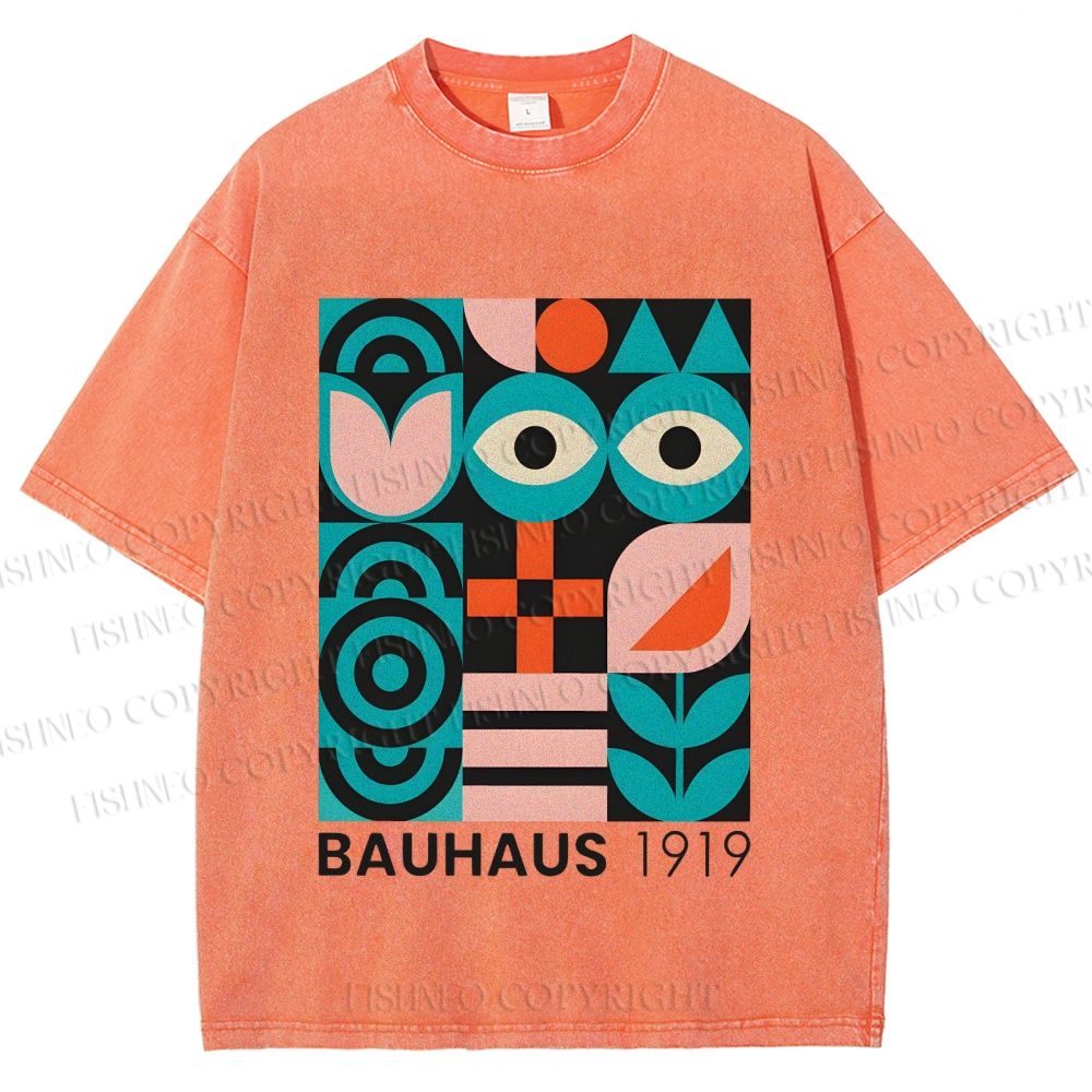 Unisex Blue Eyes Bauhaus Design 1919 Printed Washed Tee