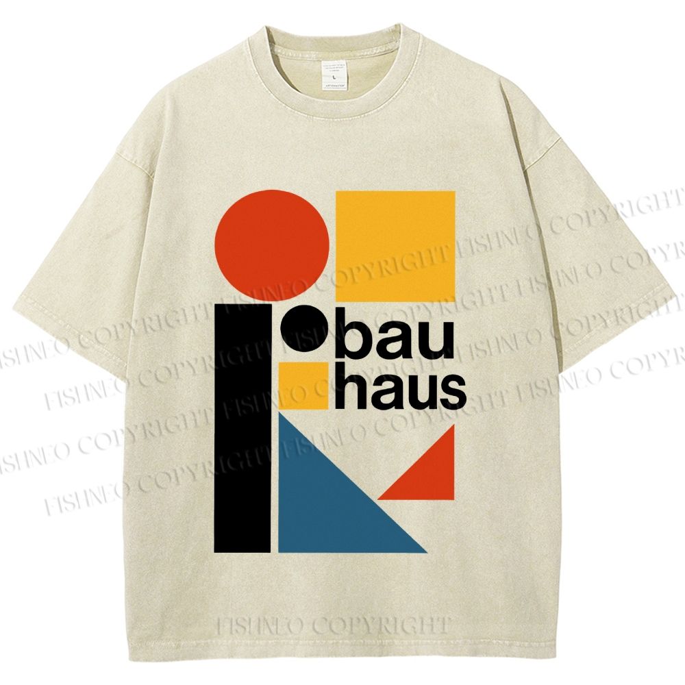 Unisex Bauhaus Design Printed Washed Tee