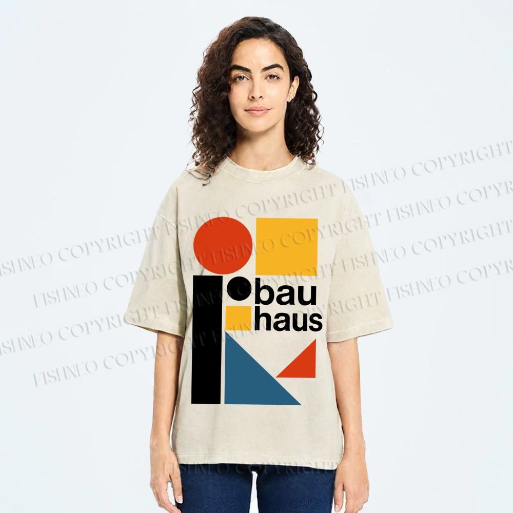 Unisex Bauhaus Design Printed Washed Tee