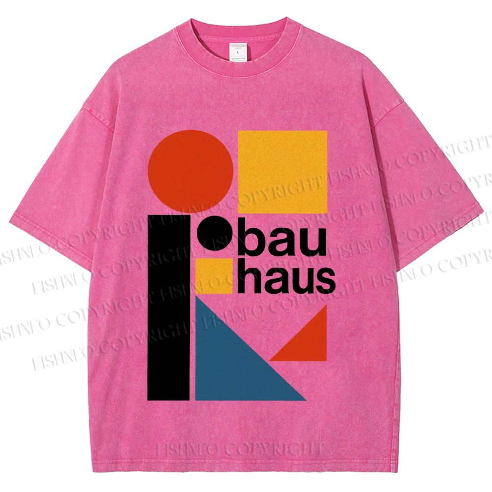 Unisex Bauhaus Design Printed Washed Tee