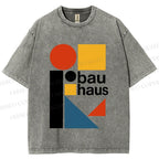 Unisex Bauhaus Design Printed Washed Tee