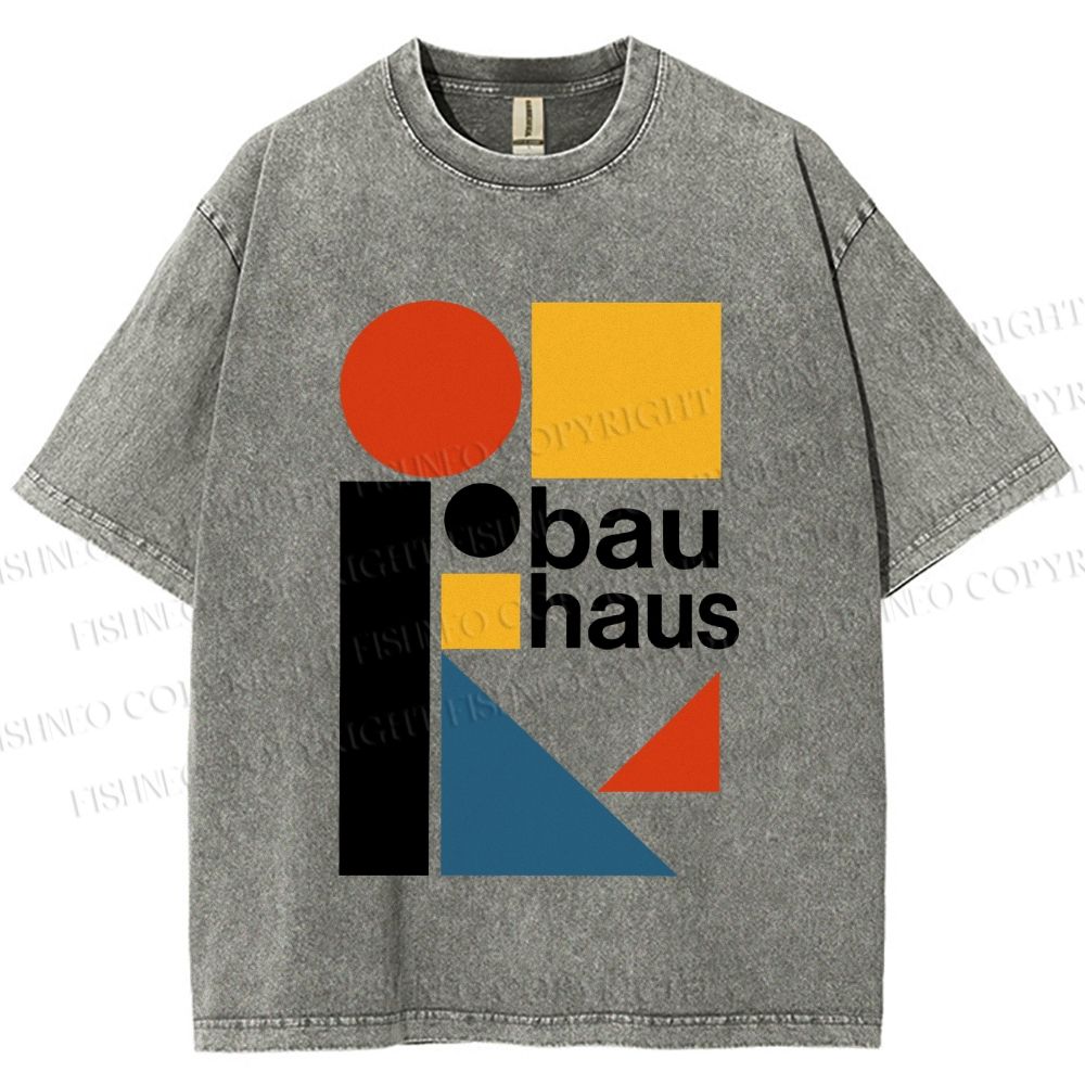 Unisex Bauhaus Design Printed Washed Tee