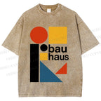Unisex Bauhaus Design Printed Washed Tee