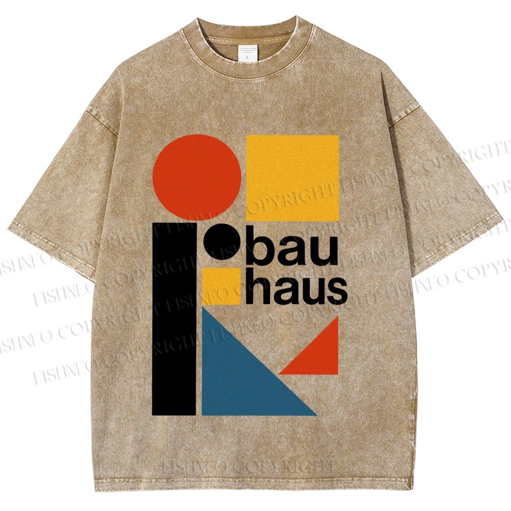 Unisex Bauhaus Design Printed Washed Tee