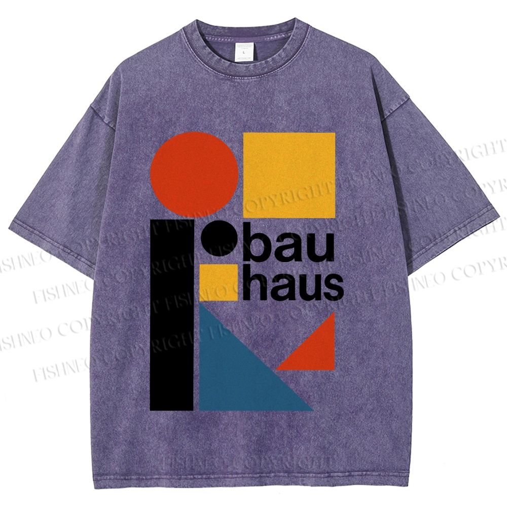 Unisex Bauhaus Design Printed Washed Tee