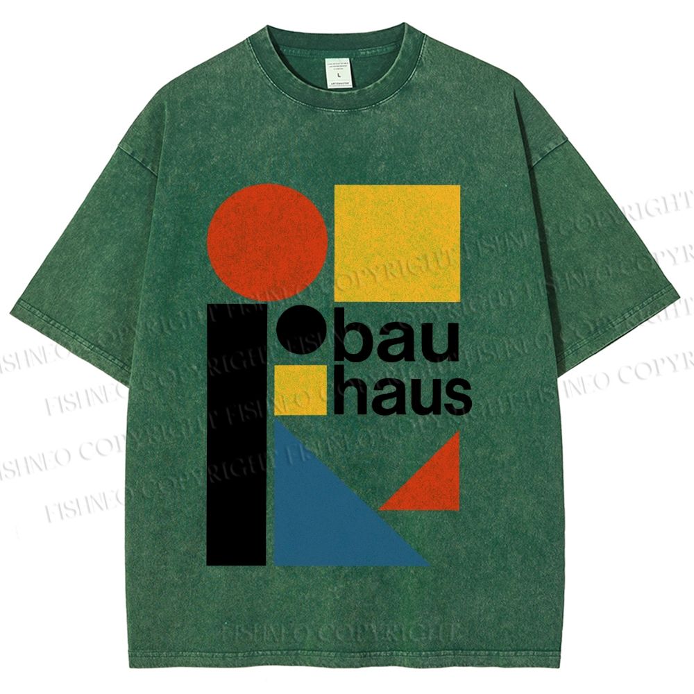 Unisex Bauhaus Design Printed Washed Tee
