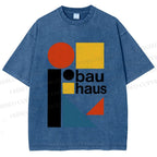 Unisex Bauhaus Design Printed Washed Tee