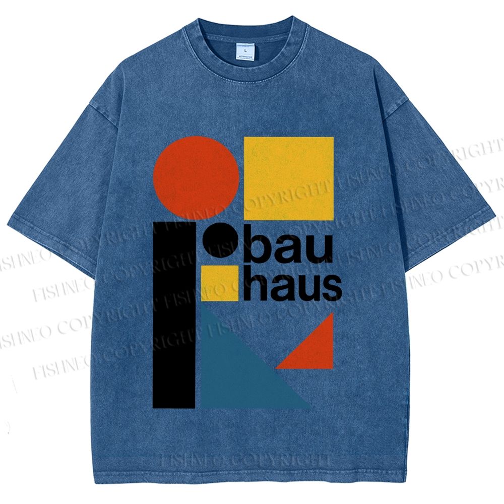 Unisex Bauhaus Design Printed Washed Tee