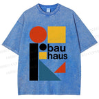 Unisex Bauhaus Design Printed Washed Tee