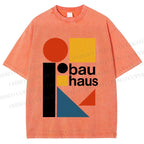 Unisex Bauhaus Design Printed Washed Tee