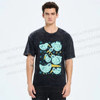 Unisex Chubby Blue Birds Printed Washed Tee