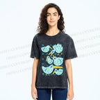 Unisex Chubby Blue Birds Printed Washed Tee