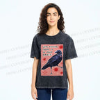 Unisex Magic Crow Bird Printed Washed Tee