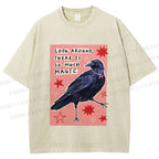 Unisex Magic Crow Bird Printed Washed Tee