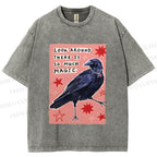 Unisex Magic Crow Bird Printed Washed Tee