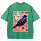 Unisex Magic Crow Bird Printed Washed Tee