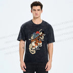 Unisex Japanese Tiger in Smog Printed Washed Tee