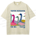 Unisex Yayoi Kusama Multicolor Goose Printed Washed Tee