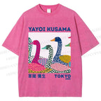 Unisex Yayoi Kusama Multicolor Goose Printed Washed Tee