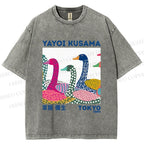 Unisex Yayoi Kusama Multicolor Goose Printed Washed Tee