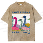 Unisex Yayoi Kusama Multicolor Goose Printed Washed Tee