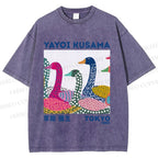 Unisex Yayoi Kusama Multicolor Goose Printed Washed Tee