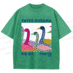 Unisex Yayoi Kusama Multicolor Goose Printed Washed Tee