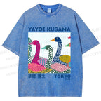 Unisex Yayoi Kusama Multicolor Goose Printed Washed Tee