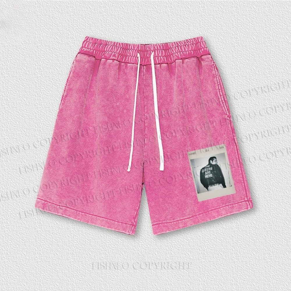 Pride Polaroid The Queers Are Here Washed Vintage Shorts