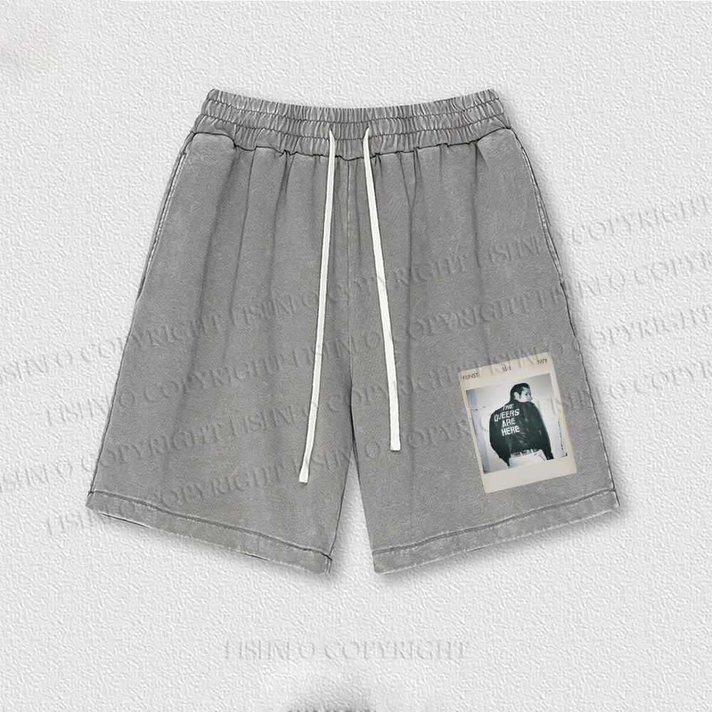 Pride Polaroid The Queers Are Here Washed Vintage Shorts
