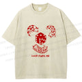 Unisex Luck Finds Me Cats Printed Washed Tee