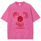 Unisex Luck Finds Me Cats Printed Washed Tee