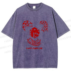 Unisex Luck Finds Me Cats Printed Washed Tee
