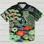 Green Cat In Forest Hawaiian Shirt
