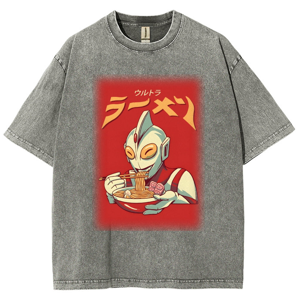Eating Ramen Ultraman Washed T-Shirt