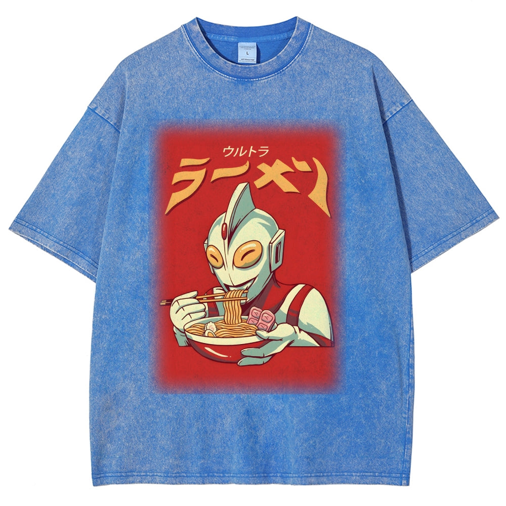 Eating Ramen Ultraman Washed T-Shirt