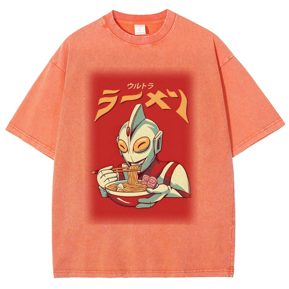 Eating Ramen Ultraman Washed T-Shirt
