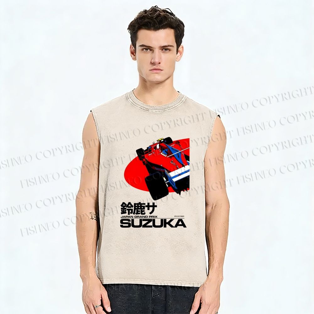 Unisex Suzuka Formula 1 Japan Grand Prix Printed Washed Tank Top