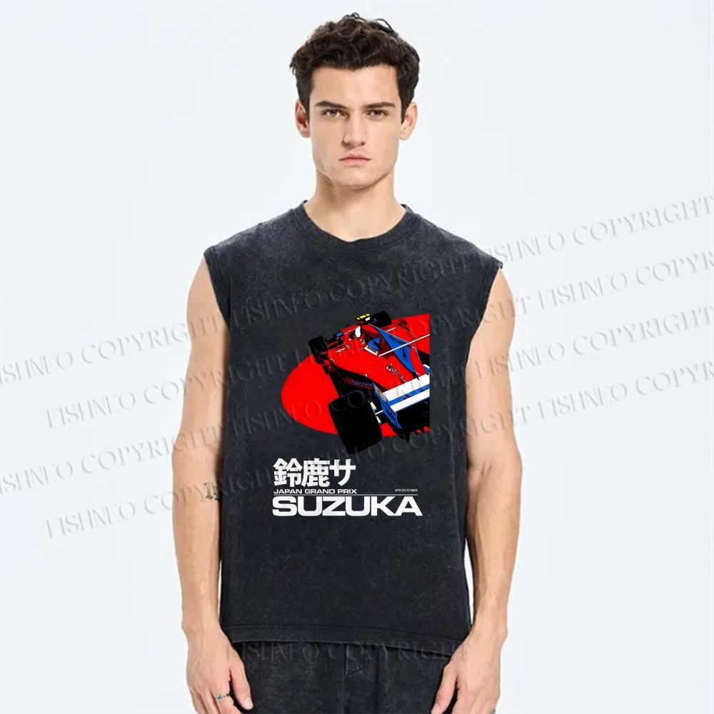 Unisex Suzuka Formula 1 Japan Grand Prix Printed Washed Tank Top