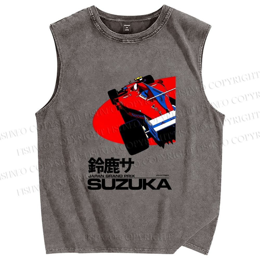 Unisex Suzuka Formula 1 Japan Grand Prix Printed Washed Tank Top