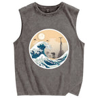 The Great Wave off Scarif Vintage Distressed Washed Tank Top