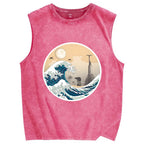 The Great Wave off Scarif Vintage Distressed Washed Tank Top