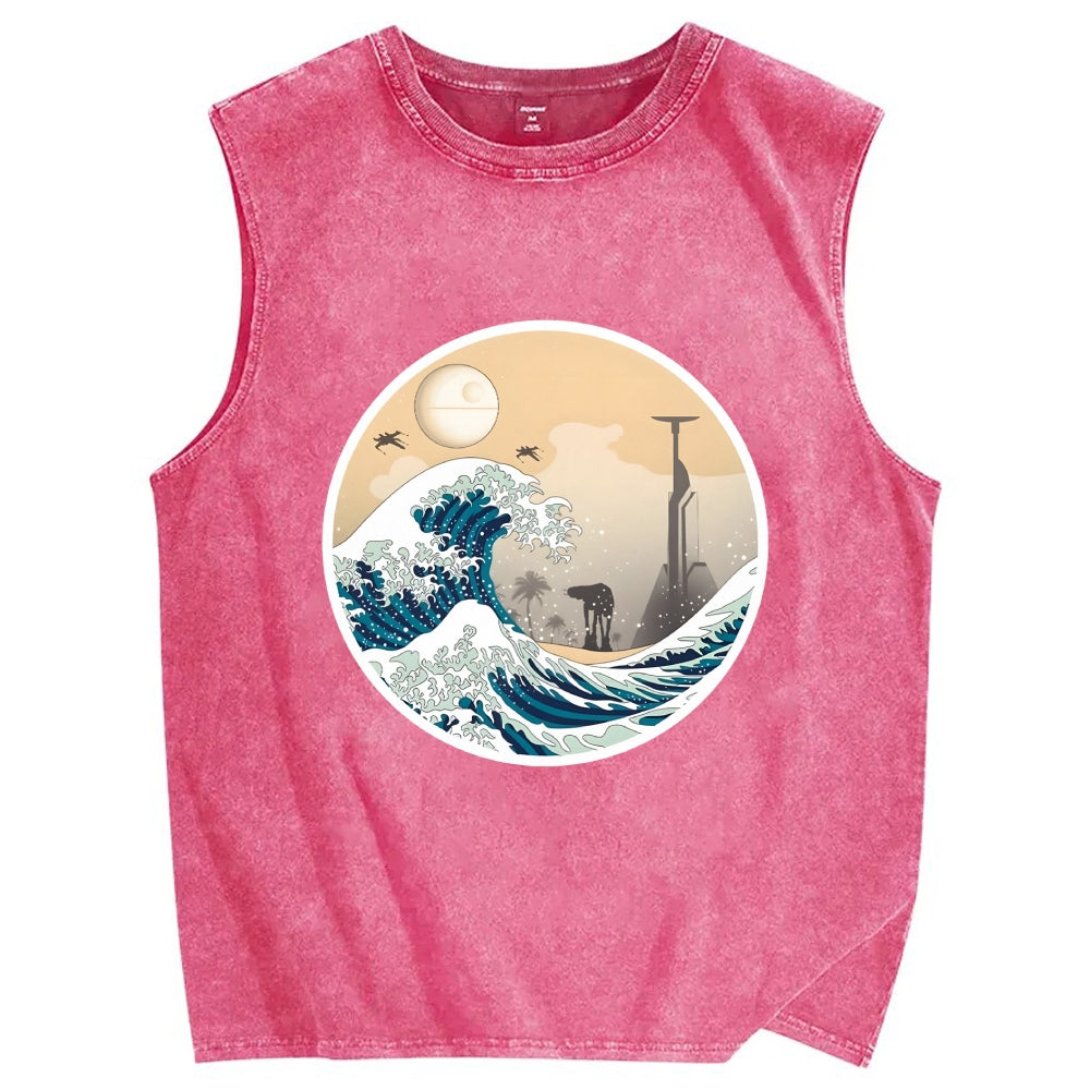 The Great Wave off Scarif Vintage Distressed Washed Tank Top