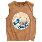 The Great Wave off Scarif Vintage Distressed Washed Tank Top