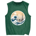 The Great Wave off Scarif Vintage Distressed Washed Tank Top